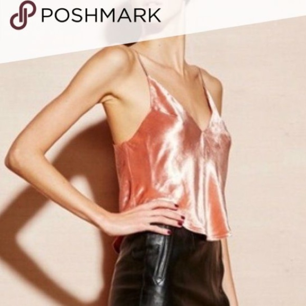 Fleur Du Mal Flamingo Pink Velvet Crop Camisole Tank Size M - Picture 8 of 8